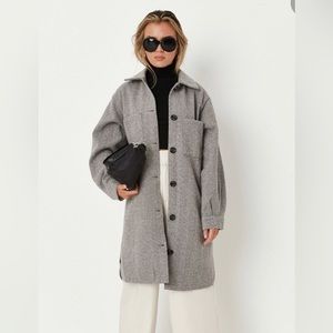 MISSGUIDED gray lined mid-length shacket!